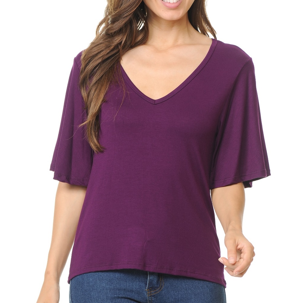 Plum Flowy Sleeve Blouse